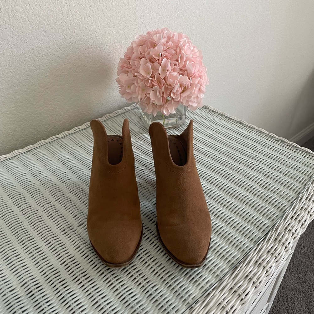 Brown suede slip in booties